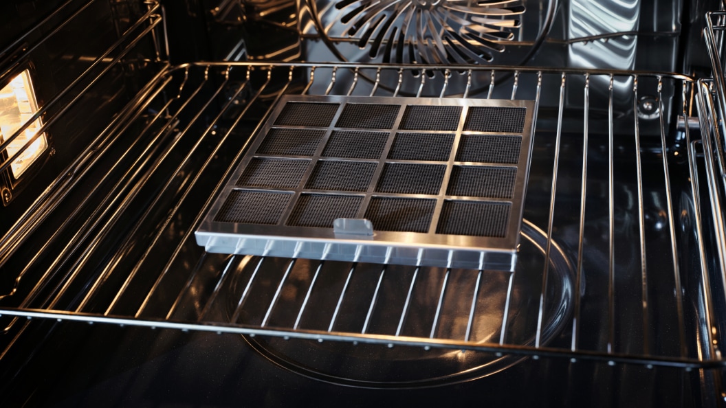 Close up of AEG carbon filter inside an oven.